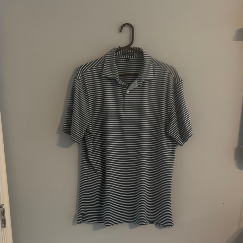 Peter Millar Black and White Polo Shirt Casual Striped Design